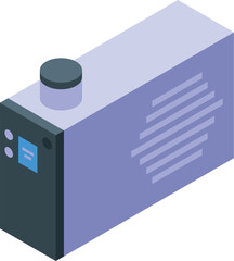 Poster - Detailed isometric projector illustration with modern technology and vector design for office presentation and multimedia use