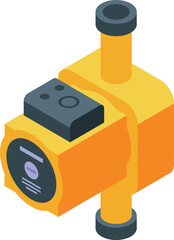 Poster - detailed vector graphic of an isometric industrial water pump in bright yellow color