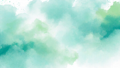 Wall Mural - Blue, Green, and White Watercolor Background Design