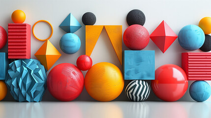 Poster - Various vibrant objects form a group on a white tabletop.
