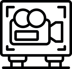Canvas Print - Line art icon of a classic video camera, ideal for multimedia and filmrelated designs