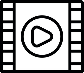 Poster - vector illustration of a black and white play button within a film strip, symbolizing video content