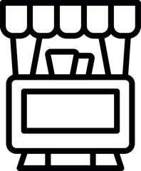 Poster - Vector illustration of a simple black and white market stall icon, perfect for use in graphic design, web, and digital projects