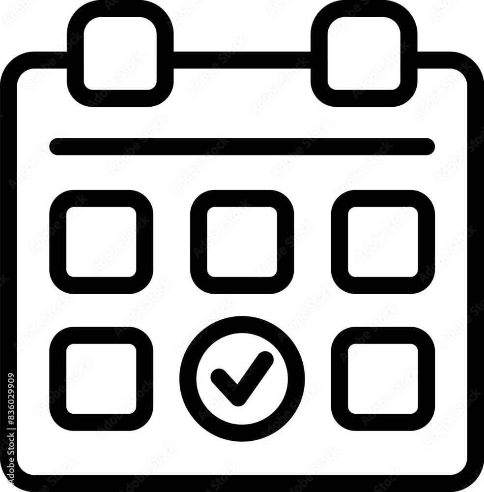 Minimalist black and white simplified calendar icon graphic with ...