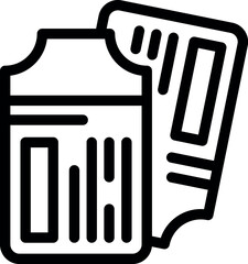 Poster - Black and white icon with a memory card and boarding pass, symbolizing travel photography