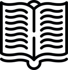 Poster - Black and white line icon of an open book, suitable for various educational themes