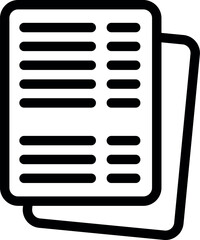 Canvas Print - Simple black and white outline icon depicting a stack of papers or documents