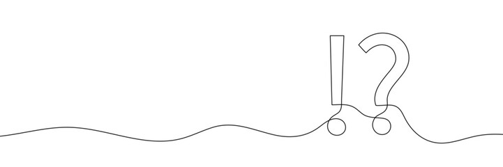 Wall Mural - Continuous single line drawing of a question mark and an exclamation mark. Editable line