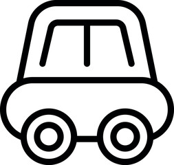 Sticker - Simple line art illustration of a toy car in a monochrome black and white design