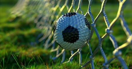 Wall Mural - A soccer ball and a net on a soccer field