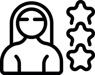 Sticker - Abstract black and white minimalistic design of a woman silhouette with stars icon representing female representation and avatar for social media profile image