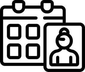 Poster - Black and white simple graphic illustration of an employee work schedule icon for business organization and time management vector design in an office setting