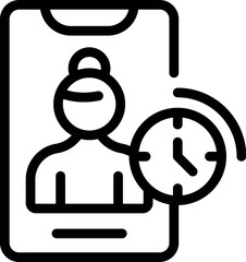 Poster - Line art illustration featuring a female profile and a time management symbol on a clipboard