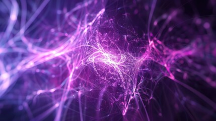Leinwandbilder - Background of magical glowing energy lines in abstract purple color
