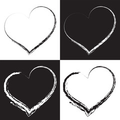 Sticker - Black and white heart drawing love valentine. isolated on white and black background. EPS 10