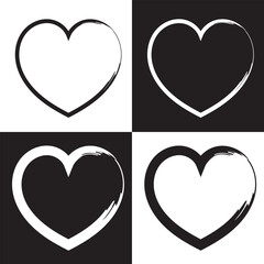 Poster - Black and white heart drawing love valentine. isolated on white and black background. EPS 10