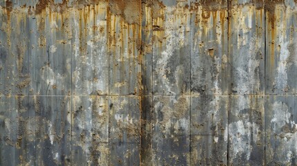 Wall Mural - Photo of a weathered aged metallic wall texture captured from the front