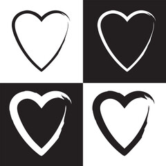 Wall Mural - Black and white heart drawing love valentine. isolated on white and black background. EPS 10