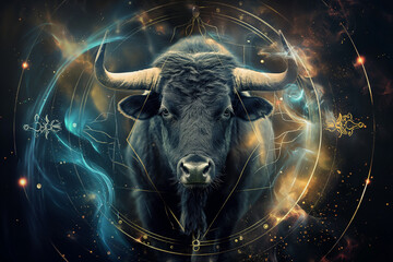 Wall Mural - wallpaper of spiritual astrological zodiac sign taurus