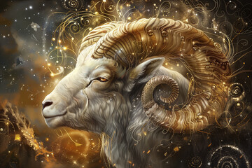 Wall Mural - wallpaper of spiritual astrological zodiac sign aries