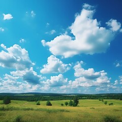 Wall Mural - Blue sky background with tiny clouds. Nature backdrop