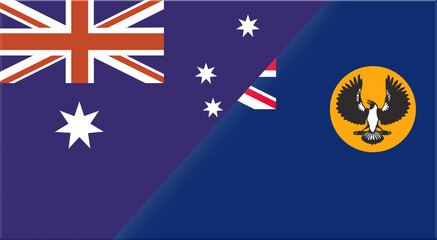 Wall Mural - Flag of Australia and Australian state South Australia. Two Flag Together