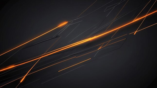 Dark grey black abstract background with orange glowing lines design for social media Ai generated.