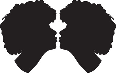 Silhouettes of two girls in a kiss on a white background. Background excluded