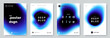 © alexandertrou - Collection of A4 posters with curved dark blue shape on white background. Modern abstract blue banner design with blurred blob and place for text. Ideal for flyer, booklet, cover, ad.