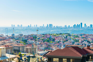 Wall Mural - Istanbul city view of Osmanbey district from Uskudar Camlica hill. Istanbul cityscape