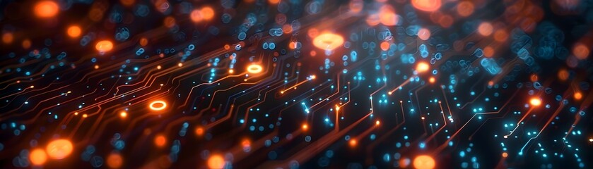 Poster - cybersecurity and encrypted digital data streams in futuristic technology concept