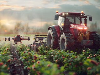 Poster - smart automated farming with tractors and drones for efficient and sustainable agriculture