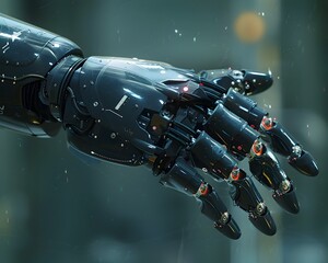 Poster - advanced prosthetic limb with integrated smart technology showcasing futuristic functionality and in