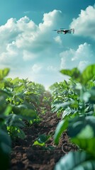 Poster - drone monitoring smart agriculture in verdant farmland landscape