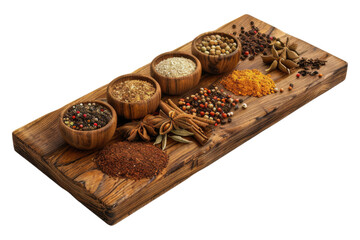 Wall Mural - Spice in wooden board isolated on transparent background