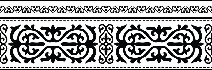 Wall Mural - Ethnic background on the theme of Kazakh national ornament, seamless pattern, vector design	