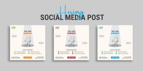 Wall Mural - We are hiring job vacancy social media post or square web banner template vector design	
