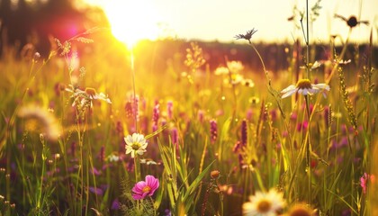 Serenity in the Summer: Mesmerizing Wildflowers on a Sunlit Meadow