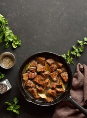 Wall Mural - Braised beef in cast iron skillet