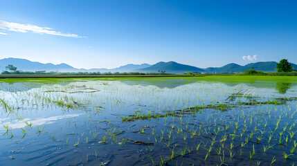 Wall Mural -  a flooded rice field