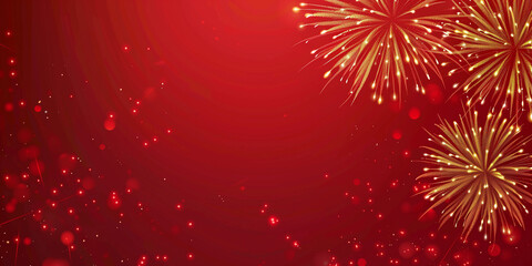 Wall Mural - A red background with golden fireworks.