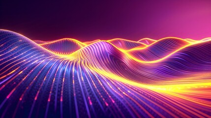 Poster - Mesmerizing Neon Waves Luminous Abstract Background for Modern Product Displays and Branding
