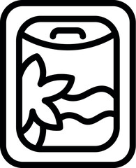 Wall Mural - Simple black and white line drawing of a fish can, representing food storage or canned goods