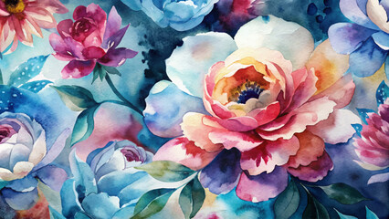 Floral watercolor background with striking colors