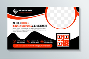 Poster - Template of horizontal web banners with round and semicircular elements and place for photo. A set of standard size for business and advertising. Vector illustration for business or management concept