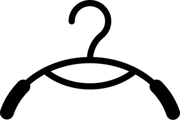 Sticker - Simple vector illustration of a black clothes hanger silhouette on a white background