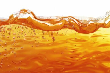 color orange water with air bubbles underwater and waves on white background	