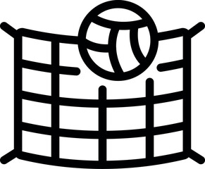 Poster - simple black and white icon of a volleyball net and ball