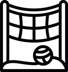 Poster - minimalist volleyball court line icon in black and white with thin geometric outline, editable vecto