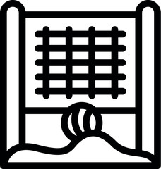 Poster - Simplistic vector illustration of knitting with wool symbol, in a bold black and white outline